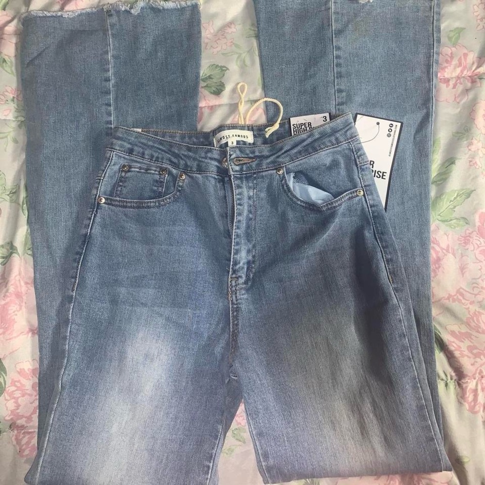 forever21 flare jeans with tie in back!